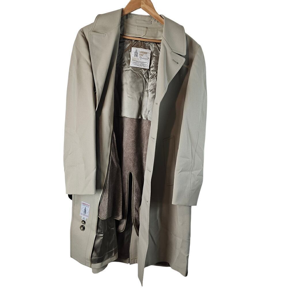 Vintage London Fog Maincoats Trench Coat Mens Size 40 Tan Business Classic 70s